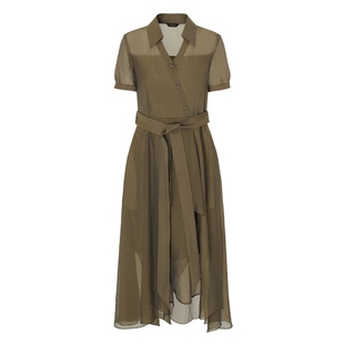 莱芙·艾迪儿商场同款夏季衬衫连衣裙轻薄不规则荷叶边新款