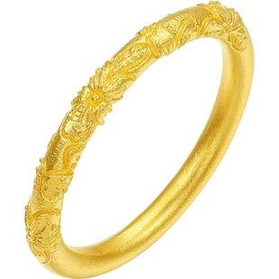 周六福古法黄金戒指女樱花纹样计价足金指环手饰新年礼物