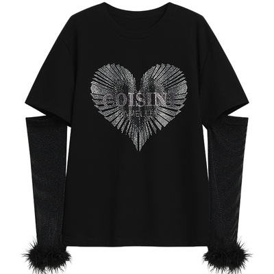 KBNE【商场同款】t恤女短袖上衣内搭2025夏季字母印花爱心套头衫