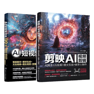 2册 剪映AI视频剪辑 AI脚本 绘画 图文生成 数字人制作 AI短视频创作119招 智能脚本 素材生成 文生图生视频 剪辑优化指导教程书