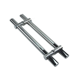 不锈钢玻璃门拉手孔距可调加厚大木门推拉把手配件扁管星点美克