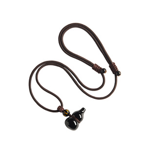 庆祥泰天然黑曜石葫芦吊坠水晶挂件饰品钥匙扣手机链挂坠项链男女