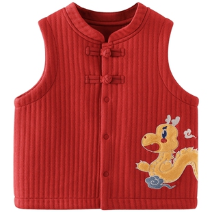 儿童马甲女童秋冬季龙宝宝保暖背心内胆男童新年马夹国风婴儿马褂