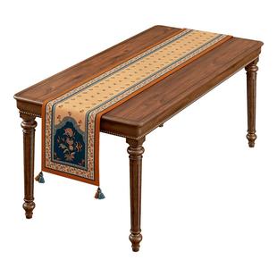 范居态度伊莉丝美式氛围感桌旗餐桌茶几高奢短绒毛长条桌布布艺