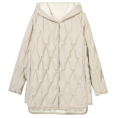 布景简约连帽白鸭绒羽绒服