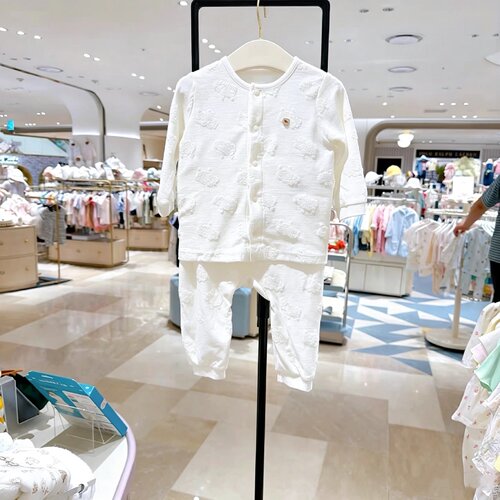 韩版童装春秋新品男女童宝宝可爱小羊纯色保暖长袖家居服秋衣秋裤