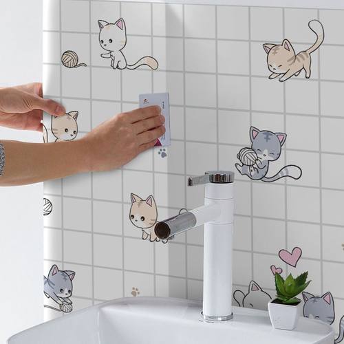 厨房贴纸防水防油耐高温自图案贴瓷砖粘油烟机壁纸台面墙橱柜家居