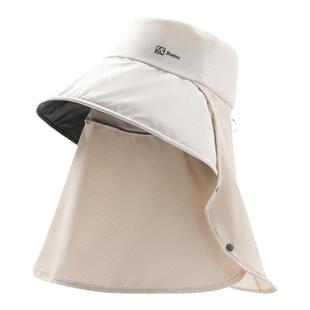 玖慕全方位防晒帽女夏户外防紫外线护颈面罩大檐黑胶遮阳太阳帽子