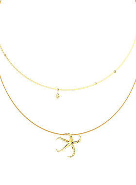 [SVRGN联名]OINICIO初印夏日度假风金色海星双层项链叠戴女款项链