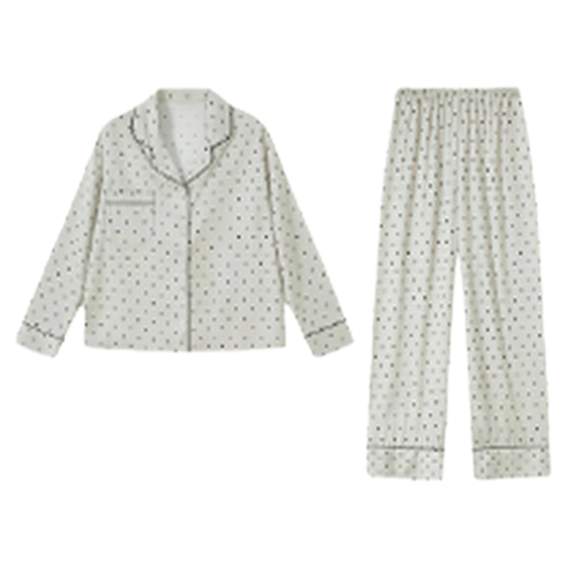 法式真丝睡衣女春夏蕾丝波点长袖长裤桑蚕丝家居服套装外穿送闺蜜