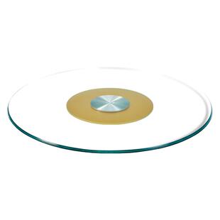 餐桌转盘钢化玻璃饭店大圆桌玻璃转盘金色铝合金底座桌面转盘家用