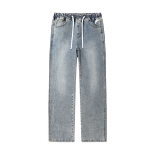 有志者UZIS牛仔裤男生美式高街裤子水洗休闲直筒宽松阔腿长裤星芒