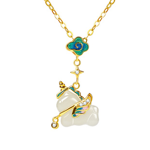 宫里上新小马吊坠女款纯银生肖马项链马上有钱生日马年本命年礼物