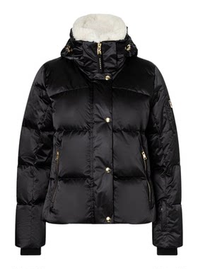 纯色毛绒连帽长袖羽绒服