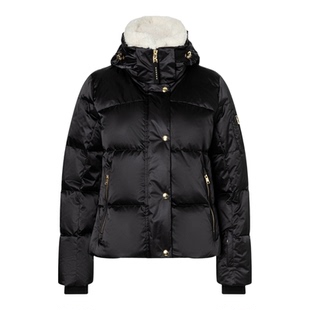 【现货】2025冬新款紫色羊羔毛领连帽短款羽绒服保暖滑雪服外套女