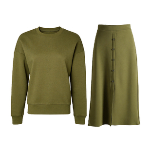 橄榄绿卫衣套装女2026年春季新款爆款高级感半身裙早秋穿搭两件套