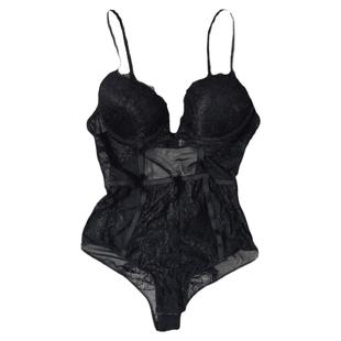 连体内衣内裤一体上托性感吊带蕾丝塑身绑带深V美背文胸黑色背心
