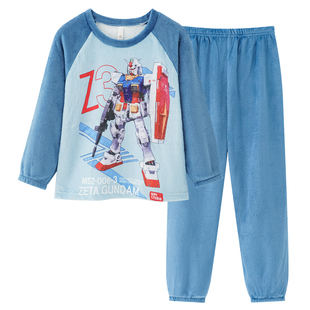 变形金刚男童法兰绒睡衣秋冬薄款套装中大童男孩珊瑚绒儿童家居服