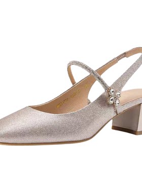 KM261532卡迪娜商场同款2026夏季新款粗跟方头一字扣时装后空凉鞋