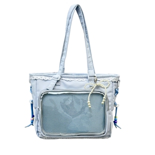 蓝色痛包女生大容量单肩斜挎包包学生高级感挎包小食量的托特包女