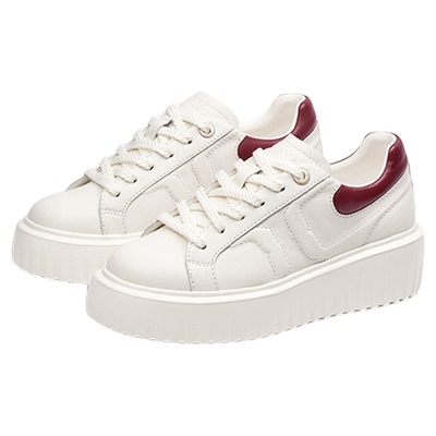 草莓奶盖蹀愫厚底增高小白鞋真皮休闲鞋运动鞋TA65138-50