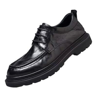 吞天蟒头层牛皮透气软底男皮鞋