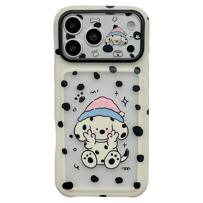 MoreRex奶呼呼可爱睡帽斑点狗适用苹果18手机壳iphone17promax新款18pro磨砂15全包防摔保护套14女款16高颜值