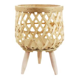 北欧ins风客厅绿植竹编装饰花架盆栽竹藤编花盆阳台花架编织篮子