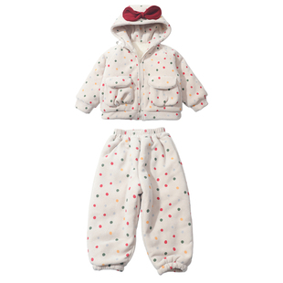 女童冬季套装2025新款夹棉加绒两件套宝宝过冬衣服小女孩加厚外套