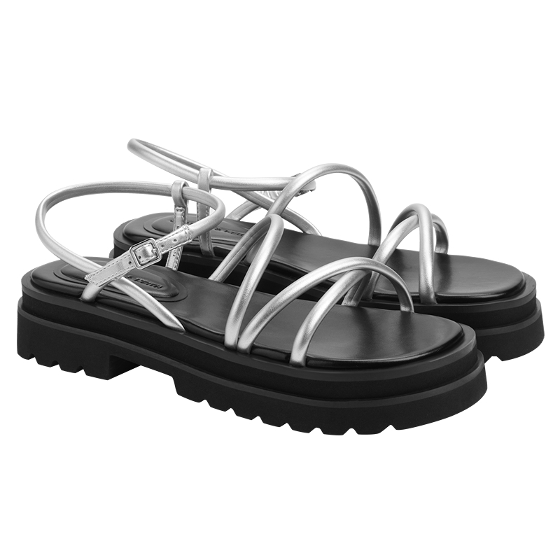 CHARLES&KEITH秋冬女鞋CK1-70381048交叉细带厚底罗马凉鞋女