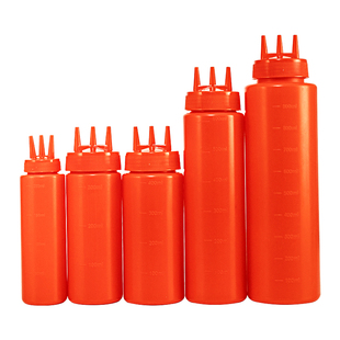 食品级塑料挤酱瓶商用三孔挤压瓶带密封垫圈不爆口厨房酱料瓶油壶