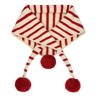 日系可爱球球条纹三角巾女秋冬保暖韩版时尚装饰披肩外搭针织围脖