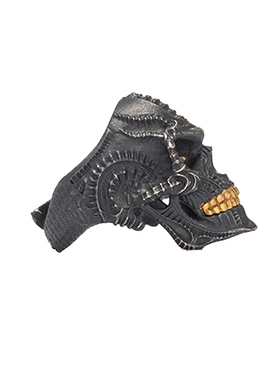 未来战士骷髅刻骨纯银朋克通用