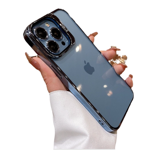 一体护镜支架适用苹果14promax手机壳iphone13pro新款透明电镀高级感14plus镜头全包por防摔13手机套ip创意女