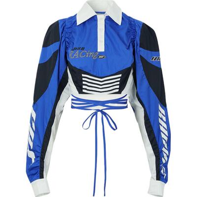 Andersson Bell女印花绑带短款Polo衫上衣