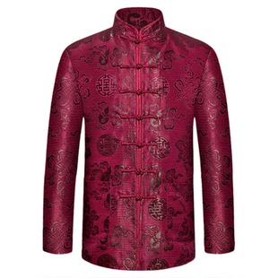 知恩树中老年唐装外套老人寿星服装奶奶生日绸缎妈妈真丝棉袄