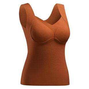 简云羊毛蚕丝保暖背心女2025新款带胸垫免穿文胸上衣德绒内衣冬季