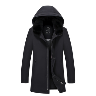 冬装男款水貂毛领整貂内胆派克服海宁男中长款皮毛一体外套可拆卸