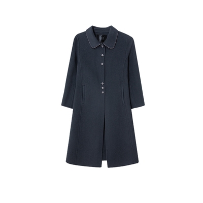 白鹿语100%绵羊毛中长双面呢大衣