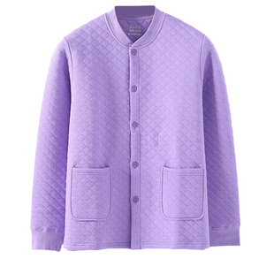 奶奶夹绒加厚上衣老年人冬装妈妈纯棉家居服老太太开衫保暖衣冬季