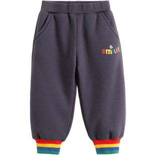 【加厚绒】马克珍妮男女童彩色条纹保暖运动裤儿童裤子冬装241659