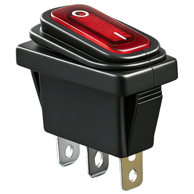 KCD3电源翘板开关2档led红色带灯12v24v3脚防水15a船型开关按钮