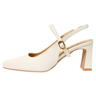 羊皮版dingyun丁允高跟鞋包头凉鞋女粗跟气质配裙子后空单鞋春夏