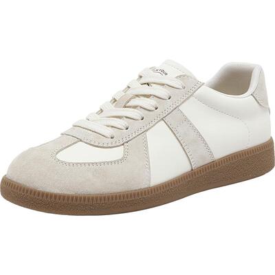 百思图春季新款复古厚底德训女鞋