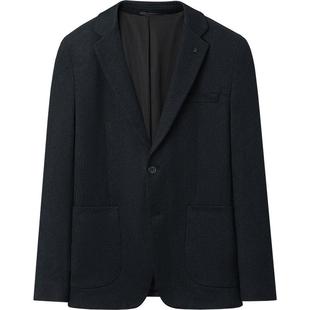 HLA/海澜之家绒感弹力休闲西服25秋冬新时尚花纹商务平驳领外套男