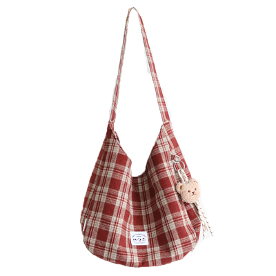 格子毛呢包包女2025新款韩系慵懒