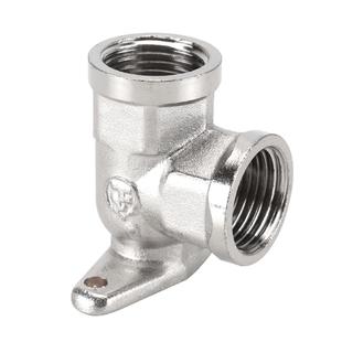 304不锈钢带座弯头内外丝90/45度弯接头4分6分黄铜双内丝水管配件