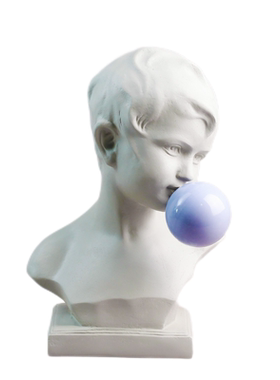 现代轻奢半身人物雕像摆件男儿童吹泡泡样板房客厅办公区软装饰品