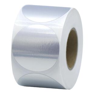 圆形亮银热敏不干胶贴纸留样标签纸有效期标签烘焙贴纸可手写封酒贴高警示药品标签背胶打印纸可以贴的打印纸