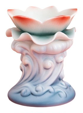 陶瓷水浪莲台莲花底座手办装饰
